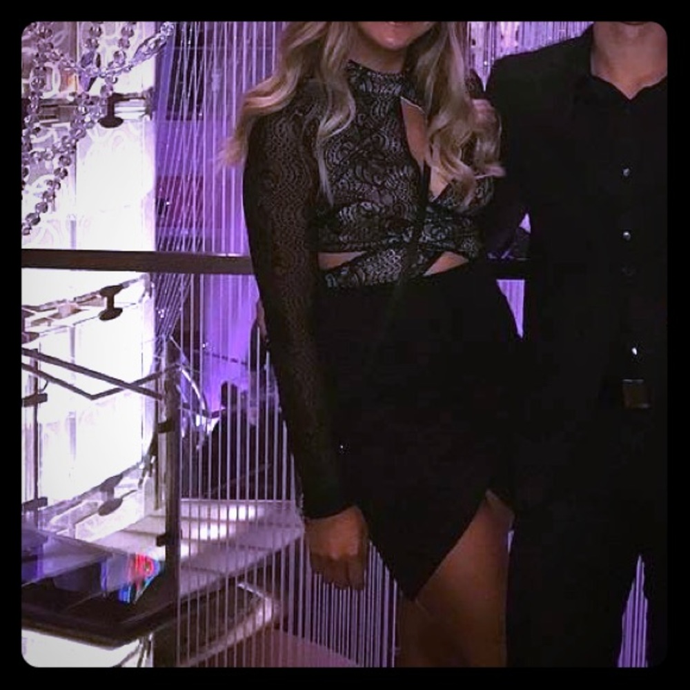 Long sleeve lace mini dress
